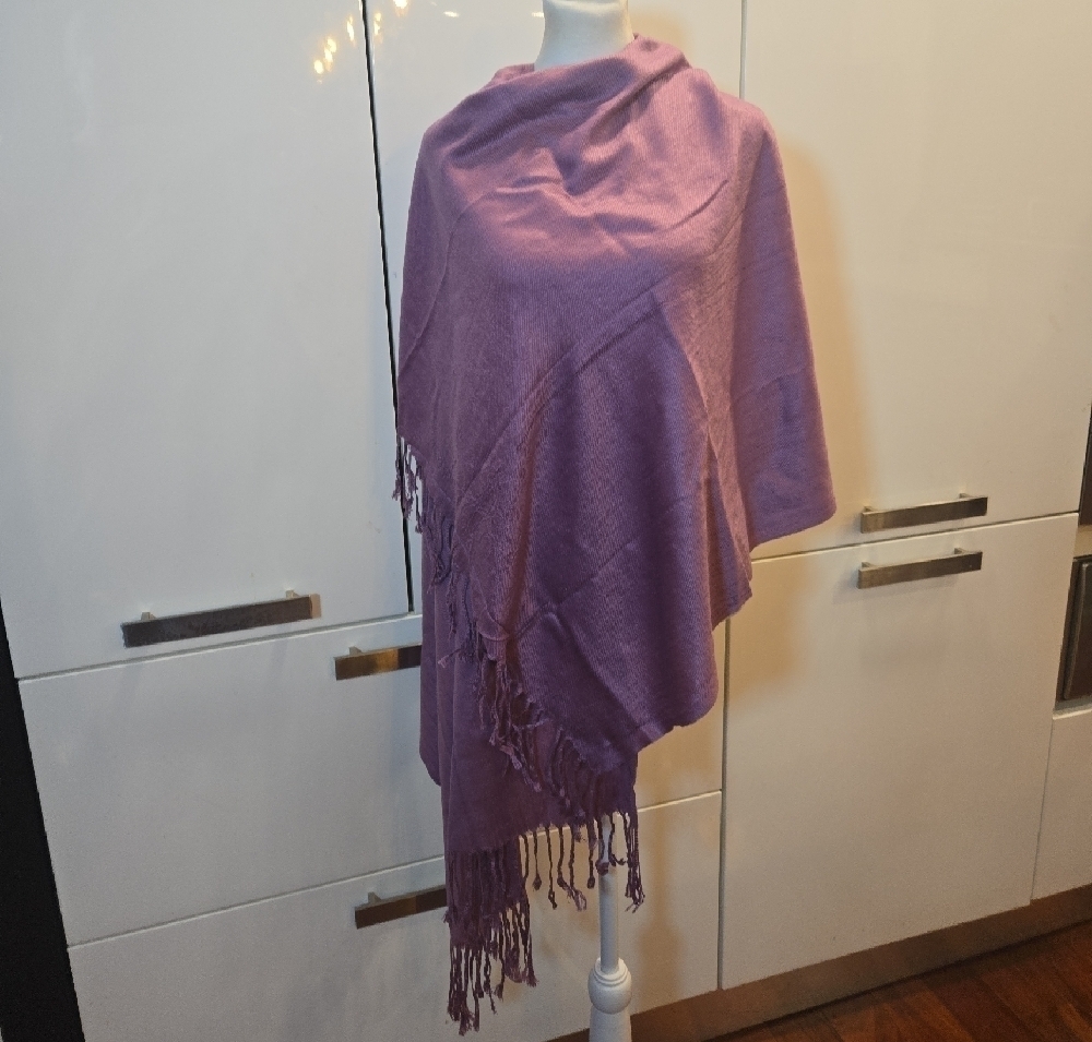 Pashmina Fringe Scarf Shawl Purple Womens